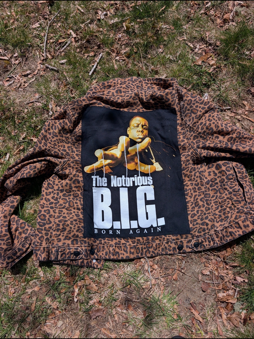 Upcycled Leopard Print Notorious Big Jean Jacket